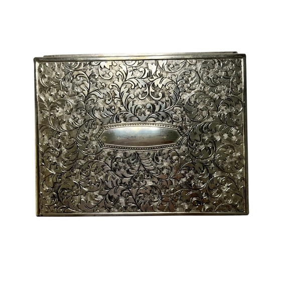 unbranded Other - Vintage Silver Plated Engraved Trinket/ Cigarette Box Made in Japan